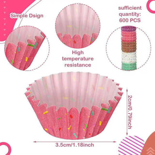Alt view image 2 of 7 - Funtery 600 Pack Mini Baking Cups Cupcake Liner Candy Making,Colorful