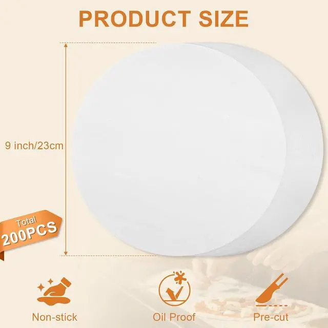 Alt view image 2 of 7 - vivinin 200PCS Parchment Paper Rounds, 9 Inch White Cake Pan Liners, Non-Stick Parchment Rounds for Baking, Seperating Burgers, Butter, Cookies, Freezing, Baking and Candy Wrapper