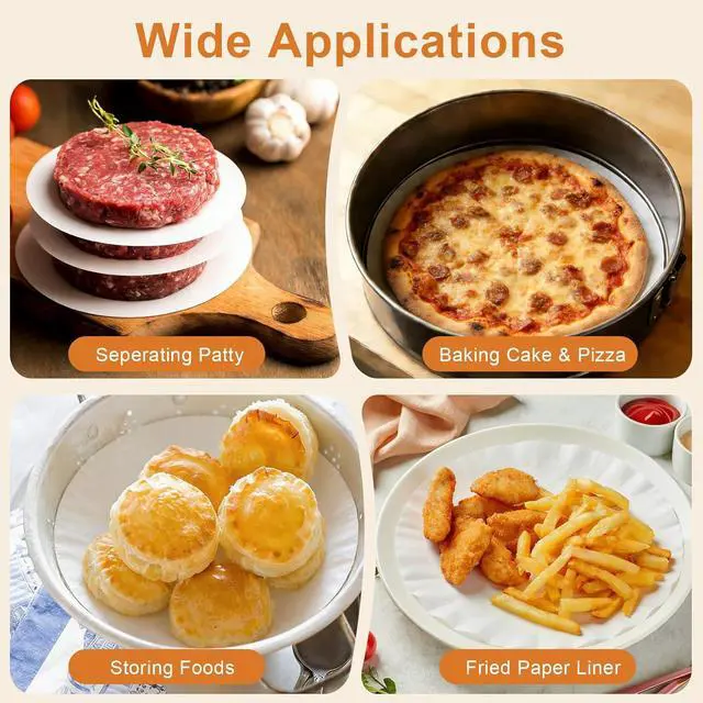 Alt view image 6 of 7 - vivinin 200PCS Parchment Paper Rounds, 9 Inch White Cake Pan Liners, Non-Stick Parchment Rounds for Baking, Seperating Burgers, Butter, Cookies, Freezing, Baking and Candy Wrapper