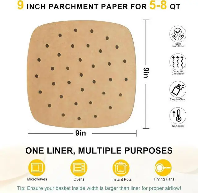 Alt view image 2 of 7 - Air Fryer Parchment Paper Liners, 9 Inch 100 Pcs