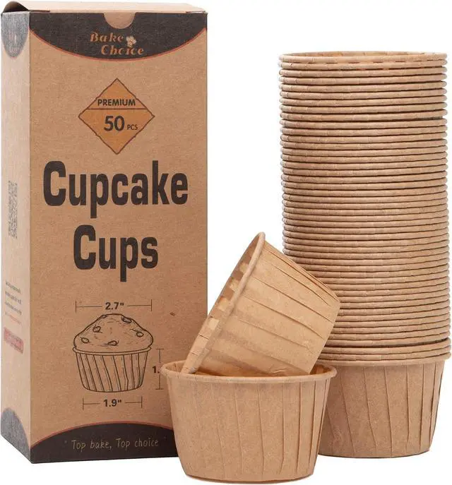 Main image of Bake Choice 50pcs Natural Cupcake Baking Cups, Heavy Duty Parchment Paper