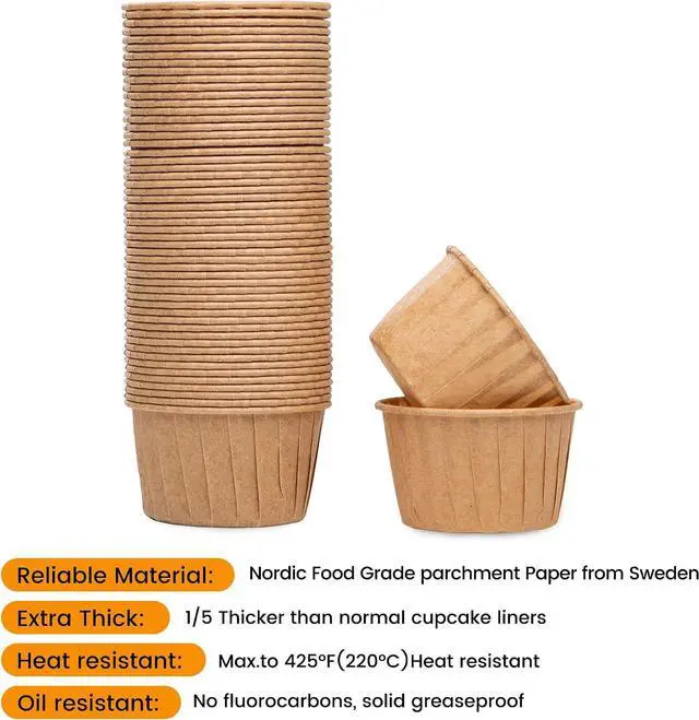 Alt view image 4 of 7 - Bake Choice 50pcs Natural Cupcake Baking Cups, Heavy Duty Parchment Paper