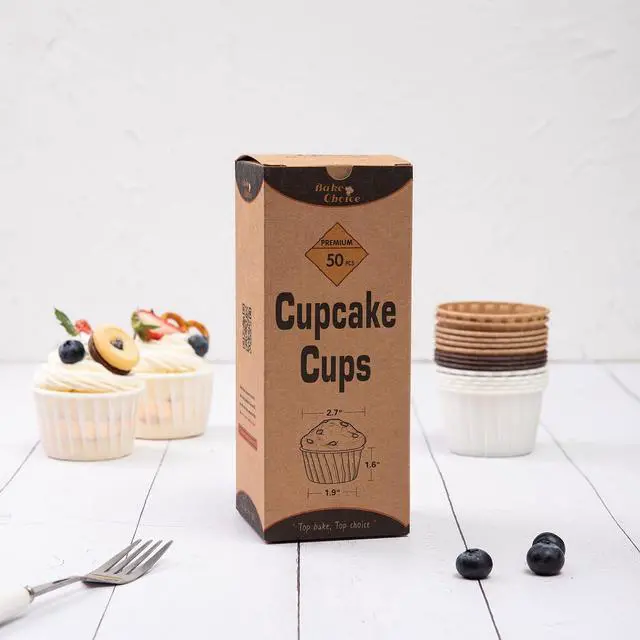 Alt view image 5 of 7 - Bake Choice 50pcs Natural Cupcake Baking Cups, Heavy Duty Parchment Paper