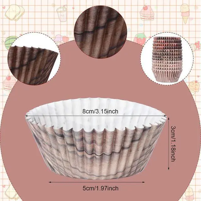 Alt view image 2 of 7 - Chengu 300 Pieces Woodland Cupcake Liners Paper Baking Cups(Woodgrain)
