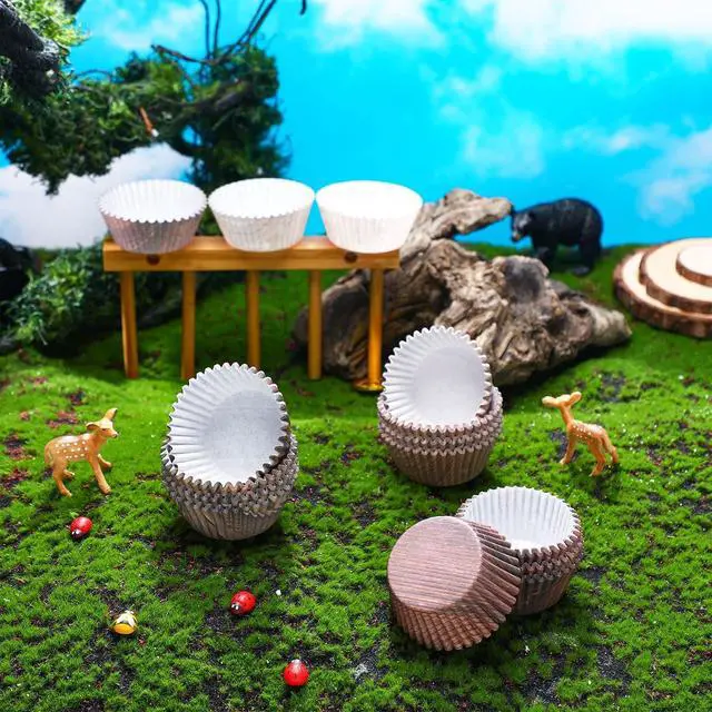 Alt view image 6 of 7 - Chengu 300 Pieces Woodland Cupcake Liners Paper Baking Cups(Woodgrain)