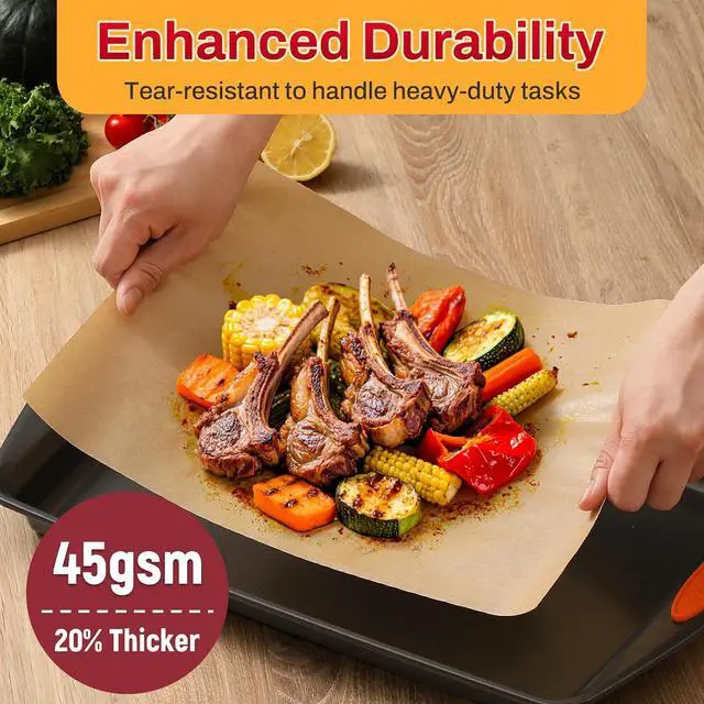 Alt view image 3 of 7 - 200Pcs 12x16 Inch Unbleached Parchment Paper Sheets for Baking, Pre-Cut, Non-Stick Parchment Paper for Baking, Cooking, Grilling, Air Fryer, Half Sheet Baking Sheets for Baking Cookies, Cooking, Oven