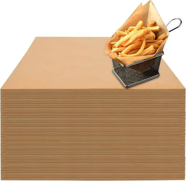 Main image of 100 Count Pre-Cut Deli Wax Paper Sheets, 12x12" Natural Kraft Parchment Paper Sheets for Food Basket Liners, Greaseproof Deli Squares Sanwich Wrappering Paper for BBQ, Picnic, Festival, Fair Neyimqr