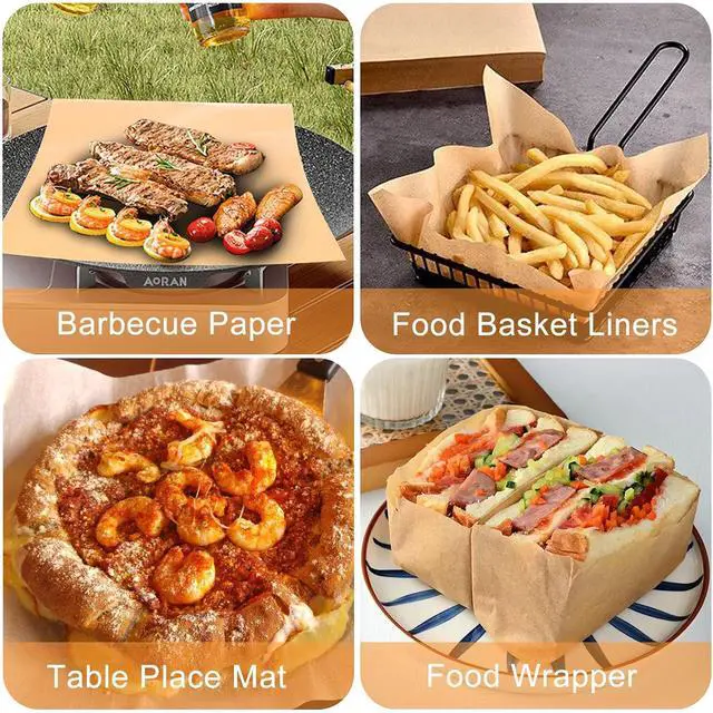 Alt view image 6 of 7 - 100 Count Pre-Cut Deli Wax Paper Sheets, 12x12" Natural Kraft Parchment Paper Sheets for Food Basket Liners, Greaseproof Deli Squares Sanwich Wrappering Paper for BBQ, Picnic, Festival, Fair Neyimqr