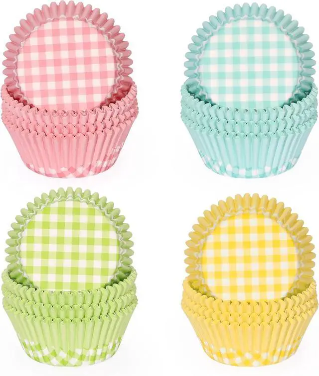 Main image of Standard Cupcake Liners 400 Count Paper Baking Cups Buffalo Plaid Disposable Cupcake Wrappers for Wedding and Party Baking Supplies