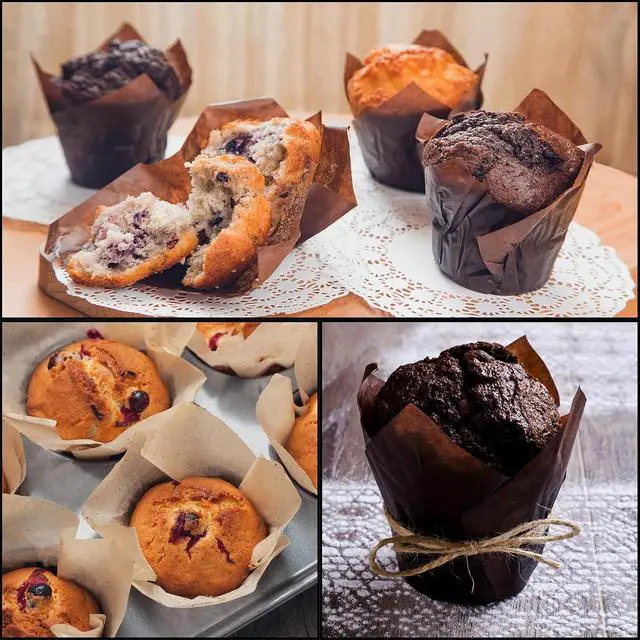 Alt view image 7 of 7 - 150 Pcs Tulip Cupcake Liners for Baking, Tulip Muffin Liners, Parchment Paper Cupcake Linerss, Greaseproof Muffin Papers Baking Cups Muffins Wrappers for Wedding Baby Shower Catering Party