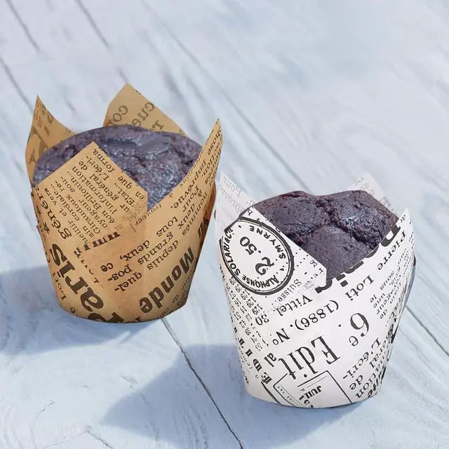 Alt view image 6 of 7 - 150 Pcs Tulip Cupcake Liners for Baking, Tulip Muffin Liners, Parchment Paper Cupcake Linerss, Greaseproof Muffin Papers Baking Cups Muffins Wrappers for Wedding Baby Shower Catering Party