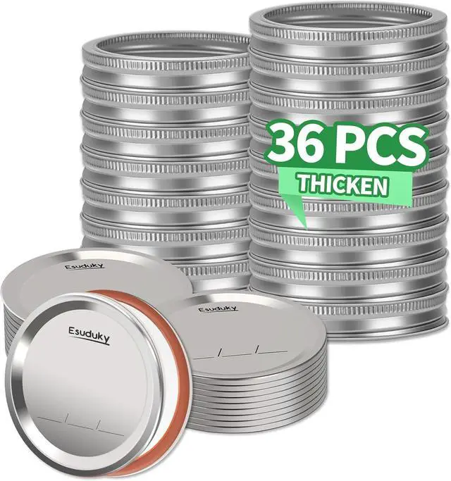 Main image of 36Pcs Mason Jar Lids with Rings Wide Mouth, Upgrade Canning Lids with Rings/Bands for Ball, Kerr Jars and More, Split-Type with Leak Proof & Airtight, Food Grade Material for Mason Jars