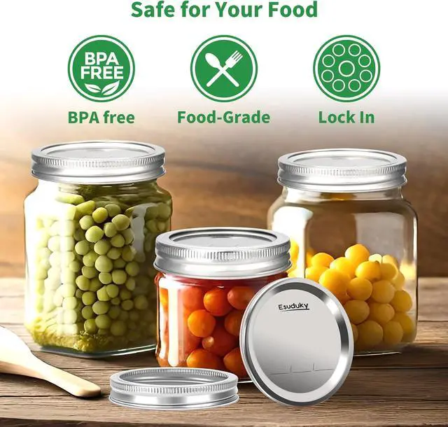 Alt view image 5 of 7 - 36Pcs Mason Jar Lids with Rings Wide Mouth, Upgrade Canning Lids with Rings/Bands for Ball, Kerr Jars and More, Split-Type with Leak Proof & Airtight, Food Grade Material for Mason Jars