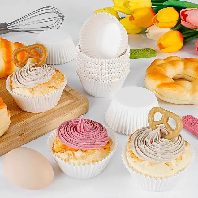 Alt view image 3 of 7 - Caperci 300pcs Standard White Cupcake Liners for Baking - Odorless Greaseproof Paper Muffin Baking Cups for Wedding Birthday Party Baby Shower Festivals (White)