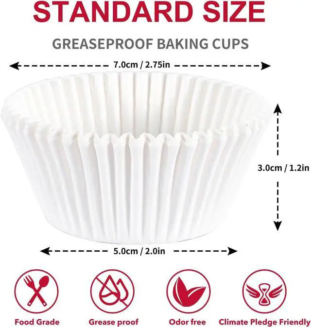 Alt view image 7 of 7 - Caperci 300pcs Standard White Cupcake Liners for Baking - Odorless Greaseproof Paper Muffin Baking Cups for Wedding Birthday Party Baby Shower Festivals (White)