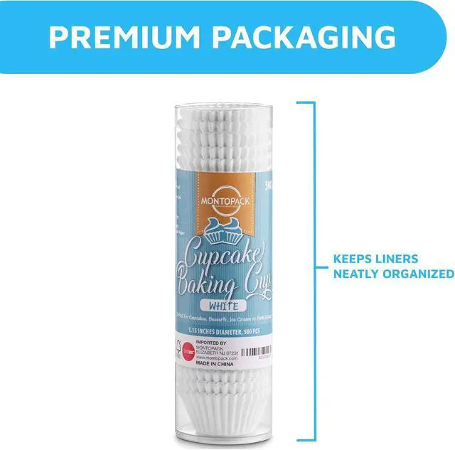 Alt view image 7 of 7 - MontoPack Mini White Cupcake Liners | 500 Paper Baking Cups | Greaseproof No Smell Cupcake Wrappers | Muffin Liners for Desserts & Candies Cupcake Liner for Holidays, Birthdays & Protein Balls