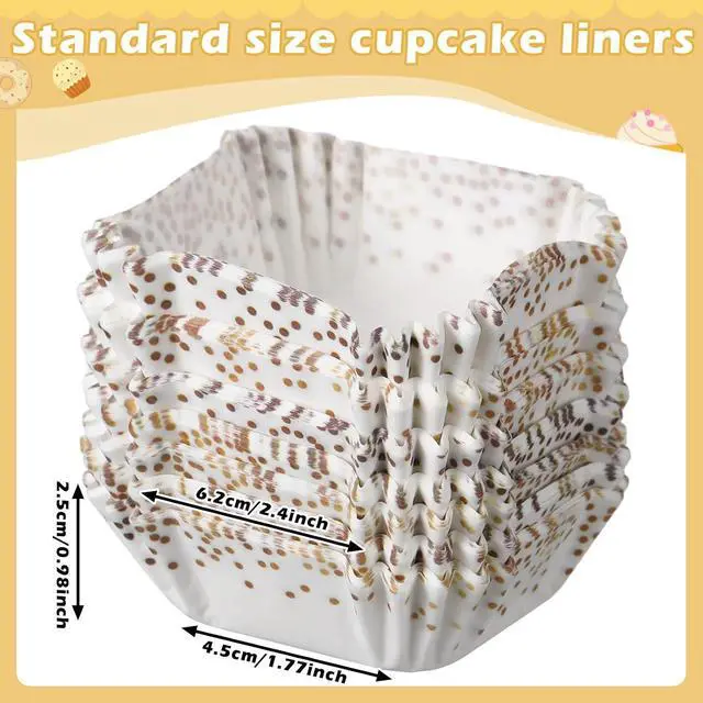 Alt view image 2 of 6 - Tanlade 350 Pcs Square Mini Cupcake Liners Disposable Brownie Baking Pan Liners 1.77 Inch Paper Baking Cup for Cup and Cupcakes Party Supplies for Weddings Birthdays Bridal Showers(Gold Dots)