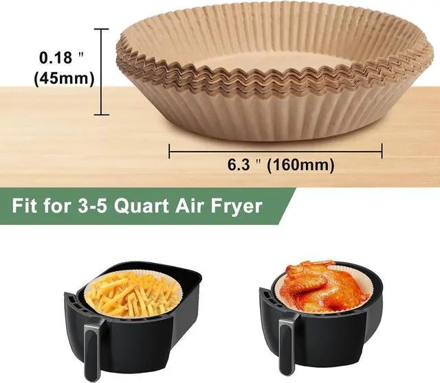 Alt view image 2 of 7 - 100Pcs Disposable Air Fryer Paper Liners for 3-5QT, (Round-6.3")
