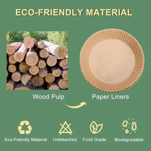 Alt view image 3 of 7 - 100Pcs Disposable Air Fryer Paper Liners for 3-5QT, (Round-6.3")