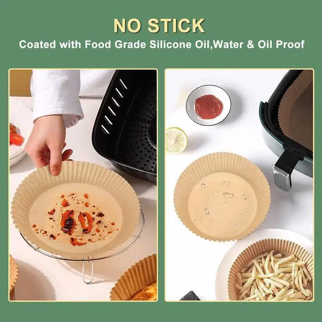Alt view image 4 of 7 - 100Pcs Disposable Air Fryer Paper Liners for 3-5QT, (Round-6.3")