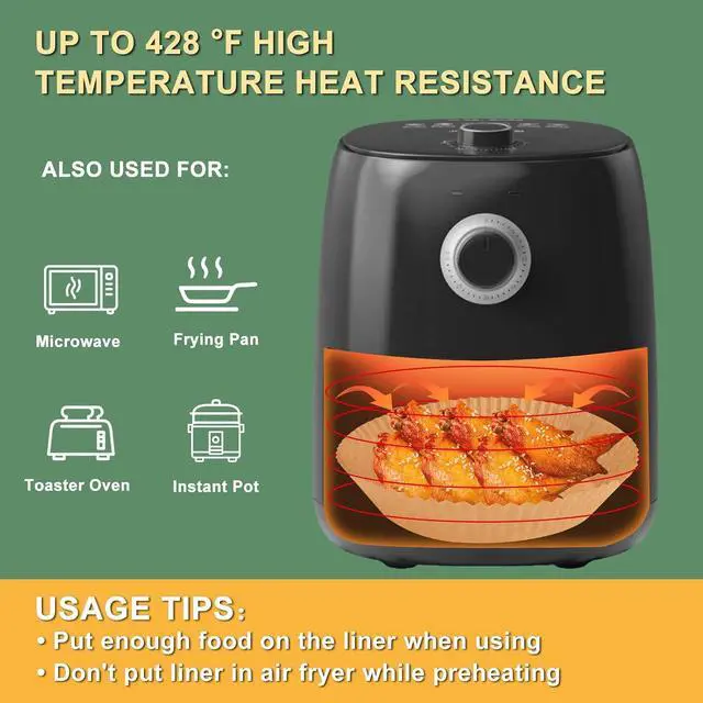 Alt view image 6 of 7 - 100Pcs Disposable Air Fryer Paper Liners for 3-5QT, (Round-6.3")