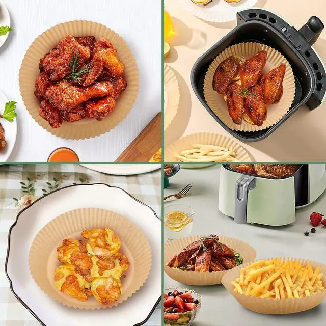 Alt view image 7 of 7 - 100Pcs Disposable Air Fryer Paper Liners for 3-5QT, (Round-6.3")