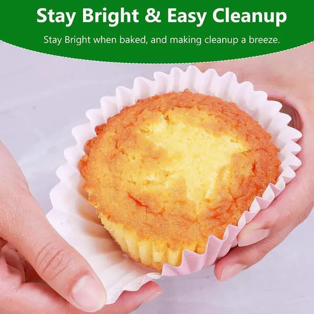 Alt view image 2 of 7 - Caperci Heavy Duty Jumbo Cupcake Muffin Liners for Baking - Extra Large 100pcs Grease-Resistant Pink Paper Baking Cups, No Muffin Pan Needed, Odorless, Easily Peels (Pink)