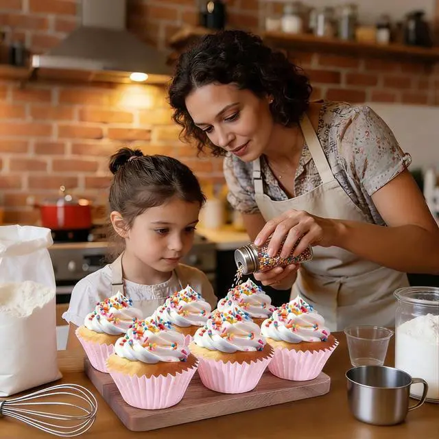 Alt view image 6 of 7 - Caperci Heavy Duty Jumbo Cupcake Muffin Liners for Baking - Extra Large 100pcs Grease-Resistant Pink Paper Baking Cups, No Muffin Pan Needed, Odorless, Easily Peels (Pink)