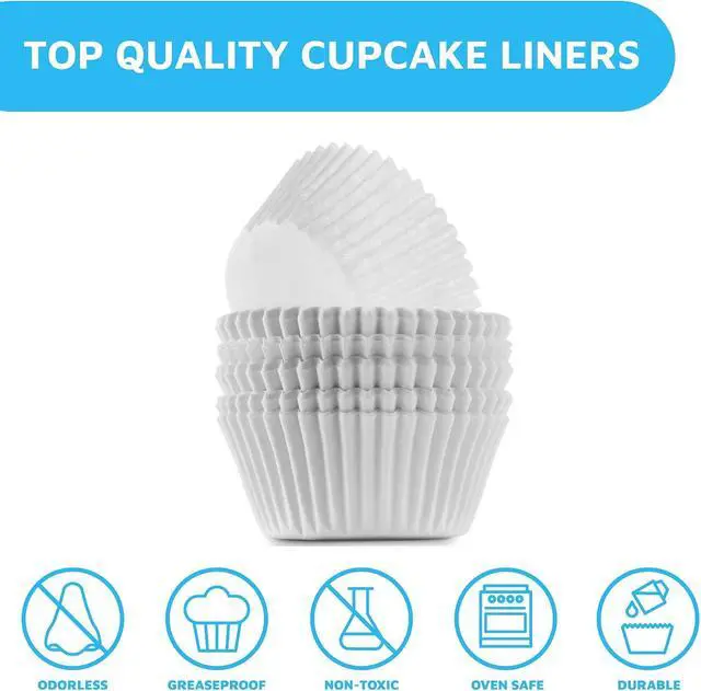 Alt view image 2 of 7 - MontoPack Mini White Cupcake Liners | 500 Paper Baking Cups | Greaseproof No Smell Cupcake Wrappers | Muffin Liners for Desserts & Candies Cupcake Liner for Holidays, Birthdays & Protein Balls