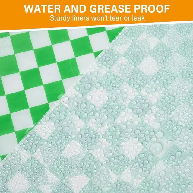 Alt view image 4 of 7 - 120Pcs Wax Paper Sheets for Food, 12x12 In Variety Pack Checkered Food Basket Liners, Grease Resistant Sandiwch Wrapping Paper, Festive Design Deli Sheets For Party, Fair and Outdoors Kovpnor