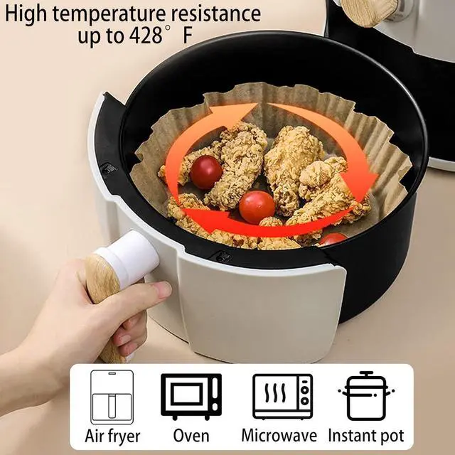 Alt view image 4 of 7 - 200Pcs Air Fryer Disposable Paper Liner, Round Non-Stick Air Fryer Liners Parchment Paper for Baking Roasting Microwave Oven (6.3 inch)