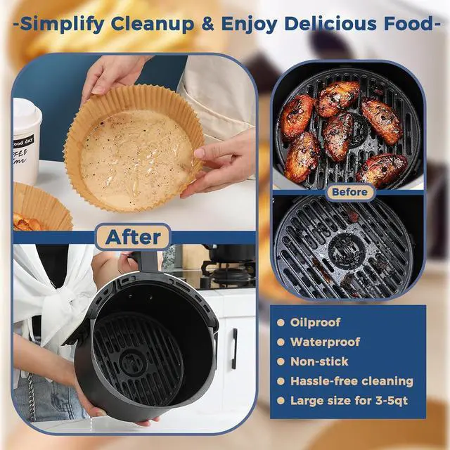 Alt view image 5 of 6 - Air Fryer Liners Disposable,6.5inch 100PCS Round Parchment Paper For Baking