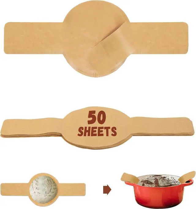 Main image of Parchment Paper for Sourdough Baking 8" Round, 50 Sheets with Long Handles