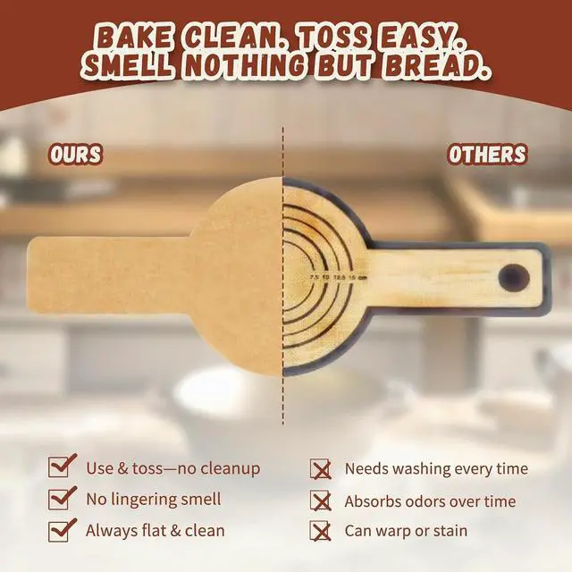 Alt view image 3 of 7 - Parchment Paper for Sourdough Baking 8" Round, 50 Sheets with Long Handles