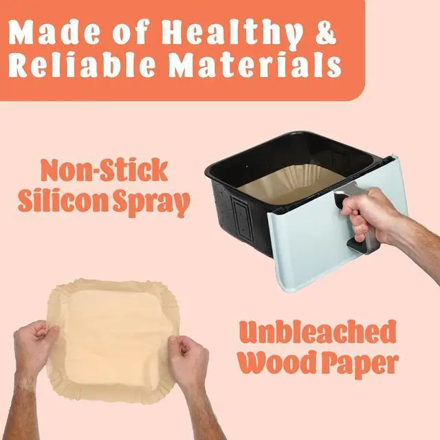 Alt view image 5 of 6 - Air Fryer Liners Disposable 125 pk 8" Unbleached Non-Stick Parchment Paper, Fits 5-8 QT Basket, Air Fryer Liners | Airfryer Liners