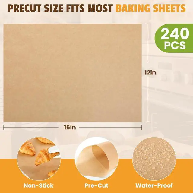 Alt view image 2 of 7 - CAREGY 240Pcs Unbleached Parchment Paper Sheets, 12 x 16 Inch