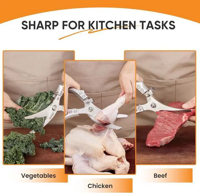 Alt view image 2 of 6 - Kitchen Scissors Food Cutting: Heavy Duty Poultry Meat Shears