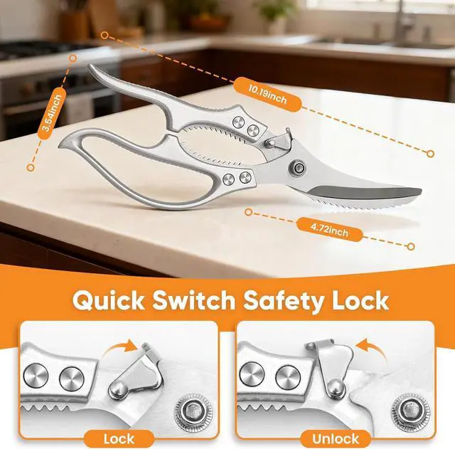 Alt view image 4 of 6 - Kitchen Scissors Food Cutting: Heavy Duty Poultry Meat Shears