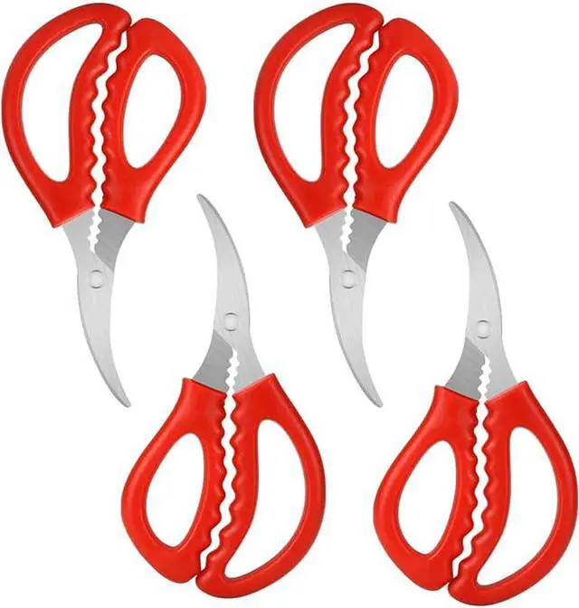 Main image of Calary 4Pcs Seafood Scissors Crab Scissors Seafood Shears Multifunctional Crab Leg Crackers and Tools