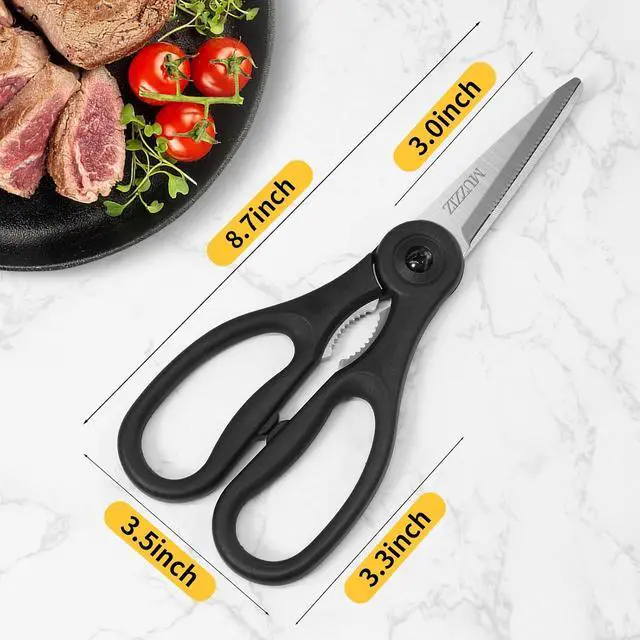 Alt view image 2 of 7 - Kitchen Scissors All Purpose, Heavy Duty Stainless Steel Kitchen Shears for Food, Herbs, Meat, Fish with Soft Comfort Grip Handle - 8.7-Inch Black