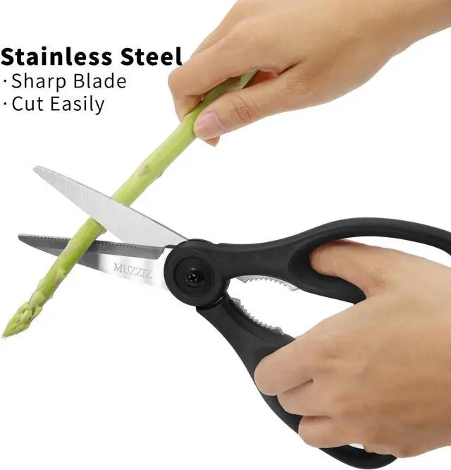 Alt view image 5 of 7 - Kitchen Scissors All Purpose, Heavy Duty Stainless Steel Kitchen Shears for Food, Herbs, Meat, Fish with Soft Comfort Grip Handle - 8.7-Inch Black