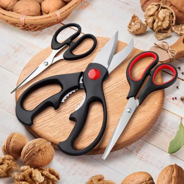 Alt view image 6 of 6 - Kitchen Shears Set - QtoiKce Kitchen Scissors 3 Pack All Purpose Poultry Shears,Stainless Steel Sharp Utility Cooking Scissors for Home
