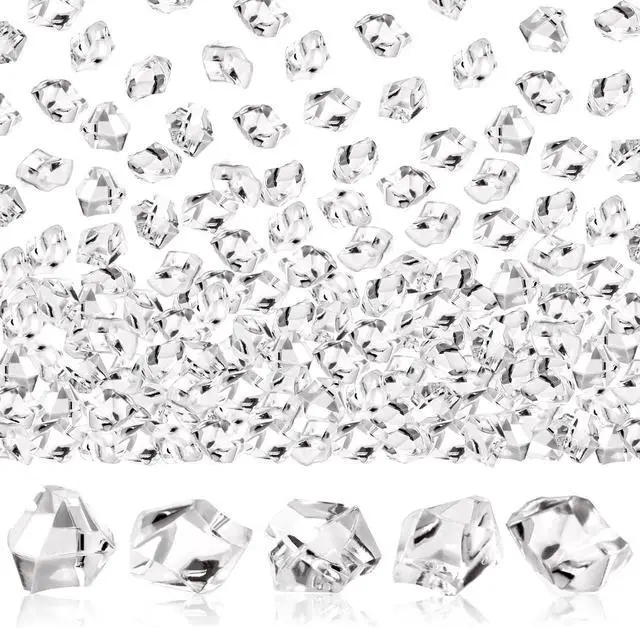 Main image of 600PCS Fake Crushed Ice Rocks, Acrylic Diamond Crystals Fake Diamonds Plastic Clear Ice Cubes Diamond Table Scatters Acrylic Gems For Vase Fillers Home Decoration Wedding Birthday (Clear)