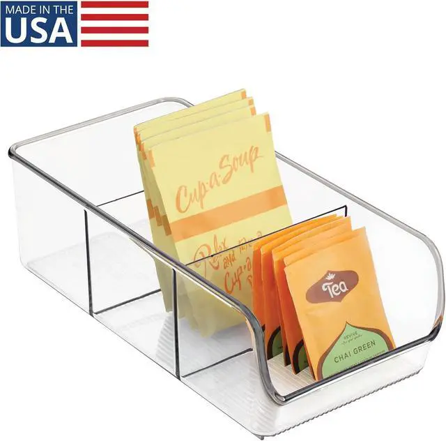 Alt view image 2 of 7 - iDesign Stackable 3-Section Divided Storage Bin, Clear