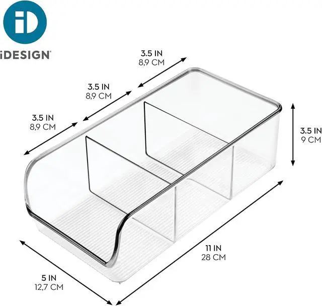 Alt view image 4 of 7 - iDesign Stackable 3-Section Divided Storage Bin, Clear