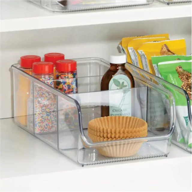 Alt view image 3 of 7 - iDesign Stackable 3-Section Divided Storage Bin, Clear