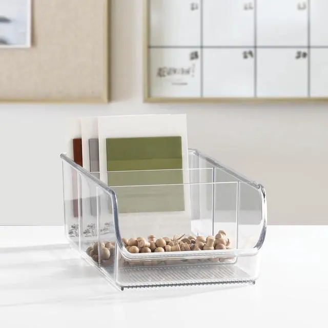 Alt view image 6 of 7 - iDesign Stackable 3-Section Divided Storage Bin, Clear