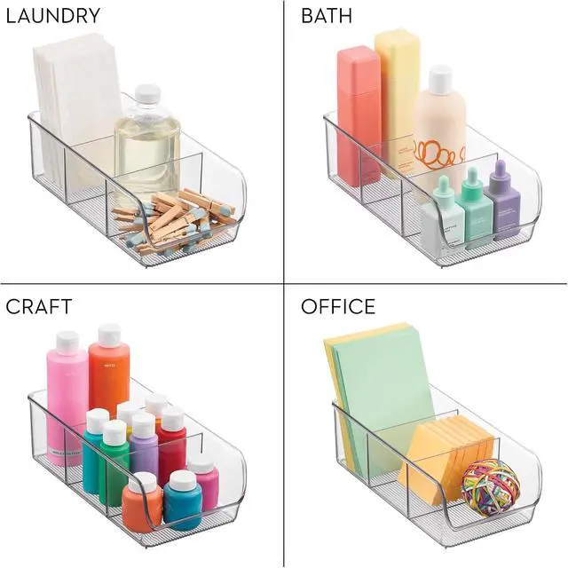 Alt view image 7 of 7 - iDesign Stackable 3-Section Divided Storage Bin, Clear