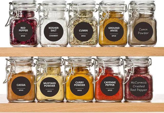 Alt view image 7 of 7 - Hebayy 342 Removable Spice Labels,304 Pre-Printed Herb Seeds Seasoning Sauce Oil Vinegar Round Stickers,38 Blank Ones,Waterproof Oil & Tear Resistant,No Residue for Kitchen Pantry Containers Jars