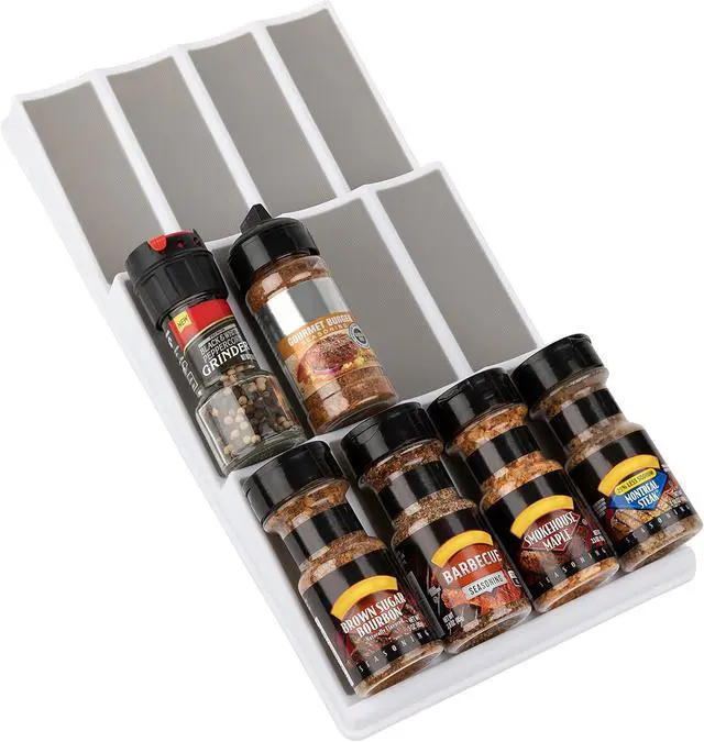 Alt view image 3 of 7 - 3 Tier Spice Drawer Organizer with Non-Skid Storage Tray for Kitchen